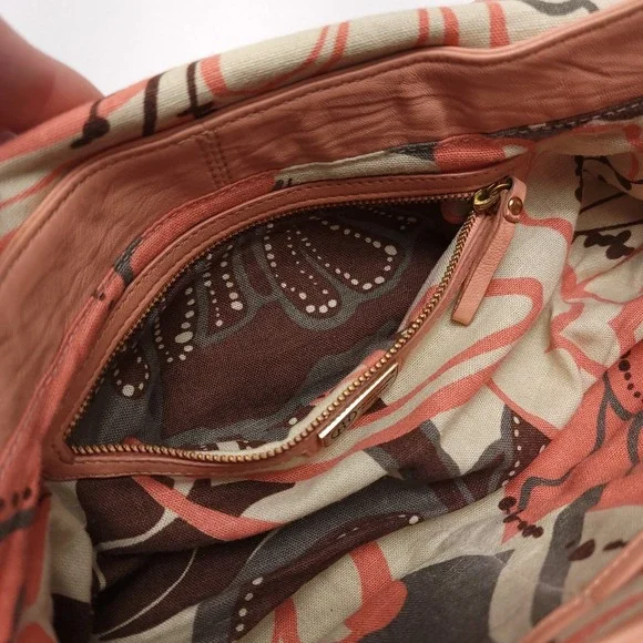 Hayden Harnett Handbag Salmon Coral Soft Leather Shoulder Bag‎ Purse Twist Lock - Picture 6 of 8